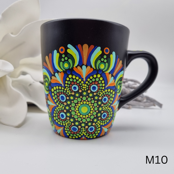 Mandala Porzellan-Tasse 340ml handbemalt - mehrere Varianten