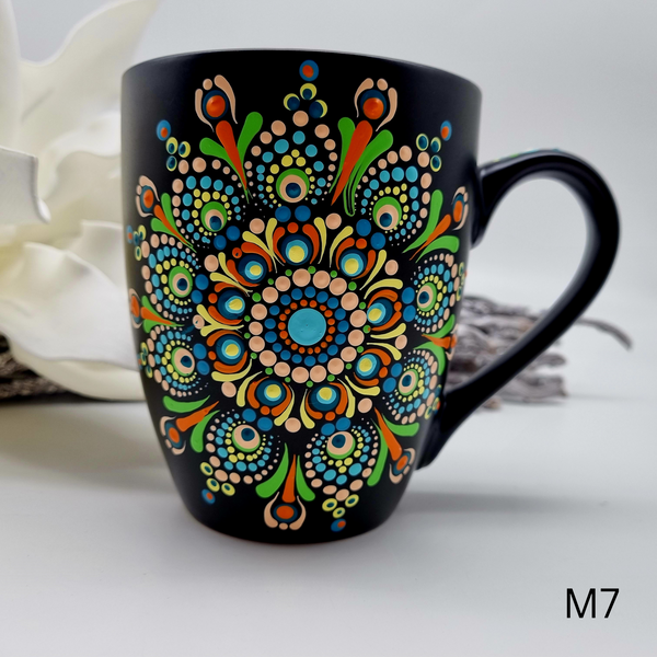 Mandala Porzellan-Tasse Jumbo 500ml handbemalt - mehrere Varianten