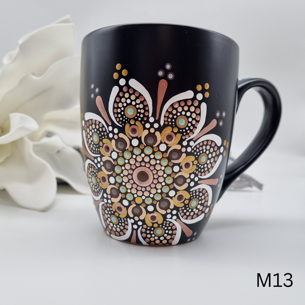 Mandala Porzellan-Tasse 340ml handbemalt - mehrere Varianten