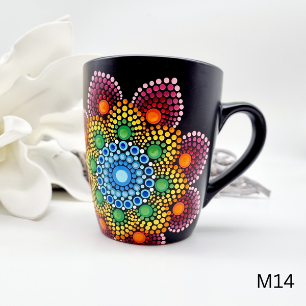 Mandala Porzellan-Tasse 340ml handbemalt - mehrere Varianten