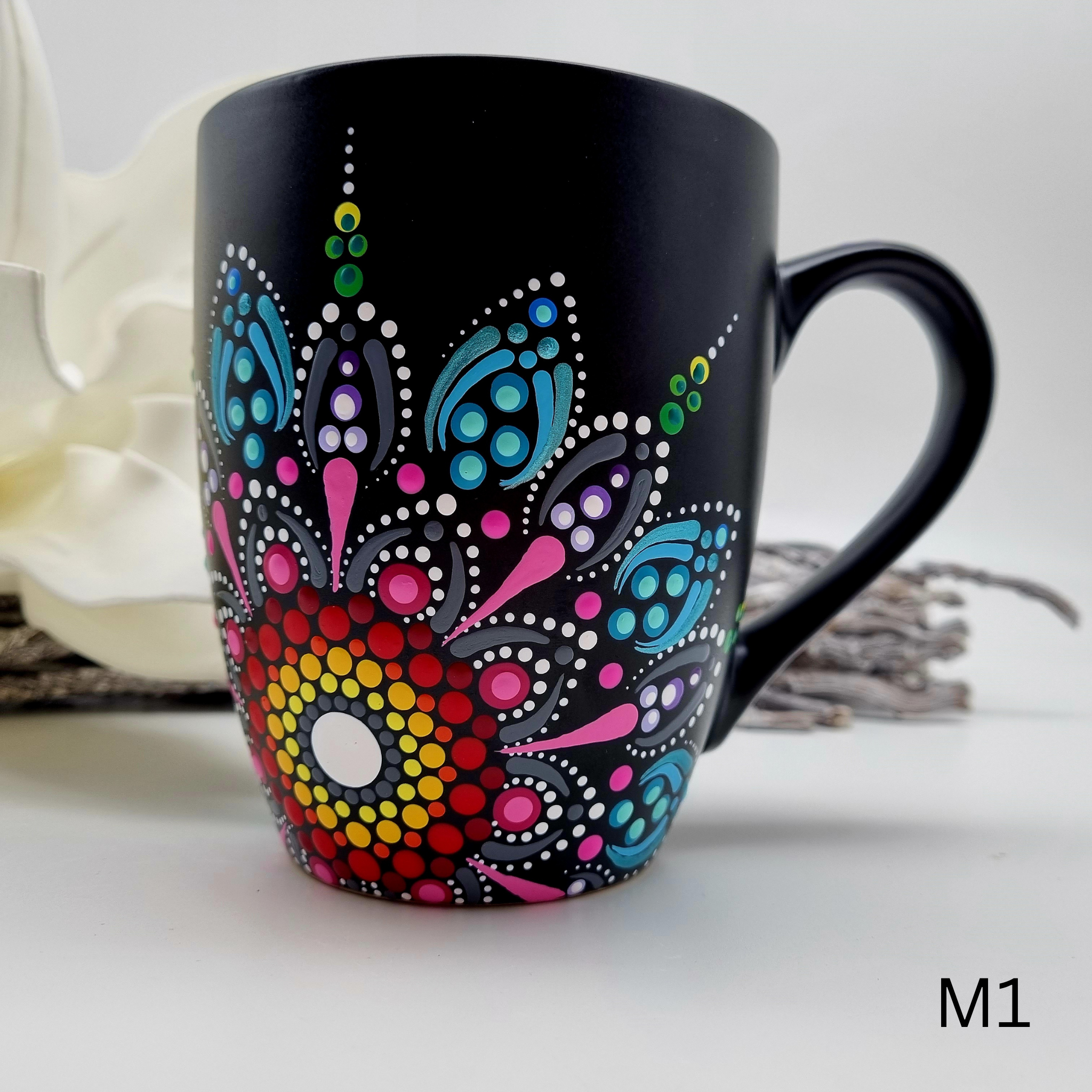 Mandala Porzellan-Tasse Jumbo 500ml handbemalt - mehrere Varianten