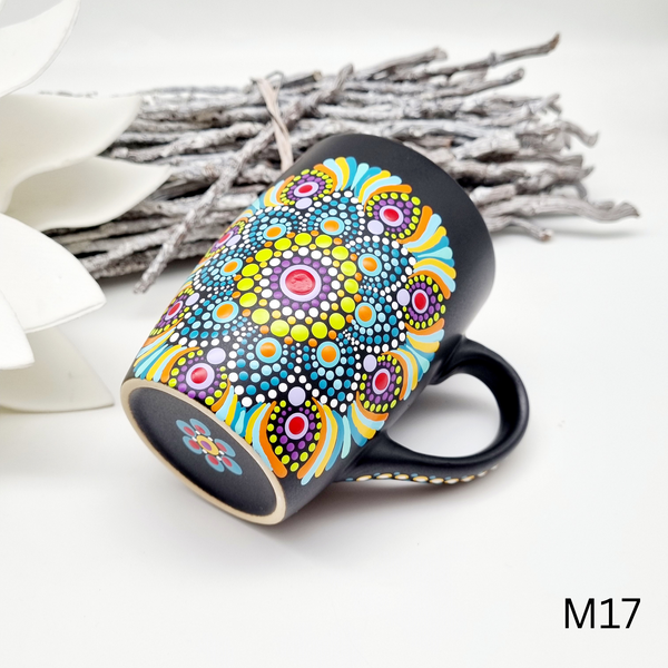 Mandala Porzellan-Tasse 340ml handbemalt - mehrere Varianten