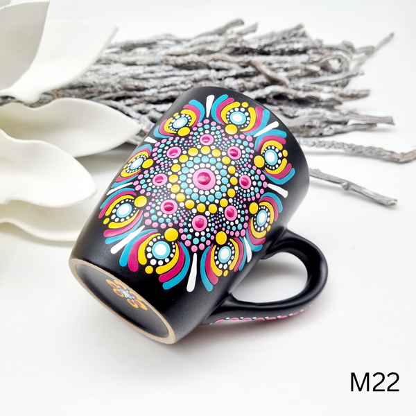 Mandala Porzellan-Tasse 340ml handbemalt - mehrere Varianten