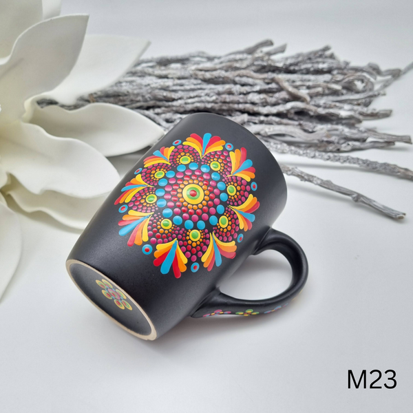 Mandala Porzellan-Tasse 340ml handbemalt - mehrere Varianten