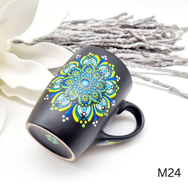 Mandala Porzellan-Tasse 340ml handbemalt - mehrere Varianten