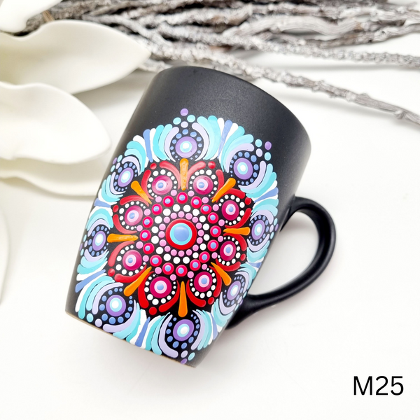 Mandala Porzellan-Tasse 340ml handbemalt - mehrere Varianten