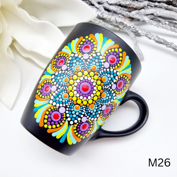 Mandala Porzellan-Tasse 340ml handbemalt - mehrere Varianten