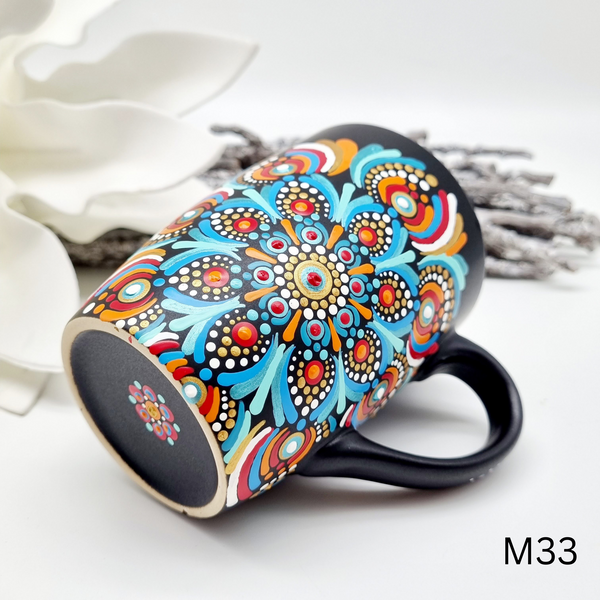 Mandala Porzellan-Tasse 340ml handbemalt - mehrere Varianten