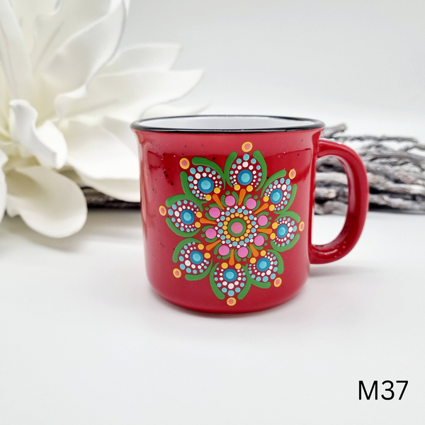 Mandala Porzellan-Tasse 340ml handbemalt - mehrere Varianten