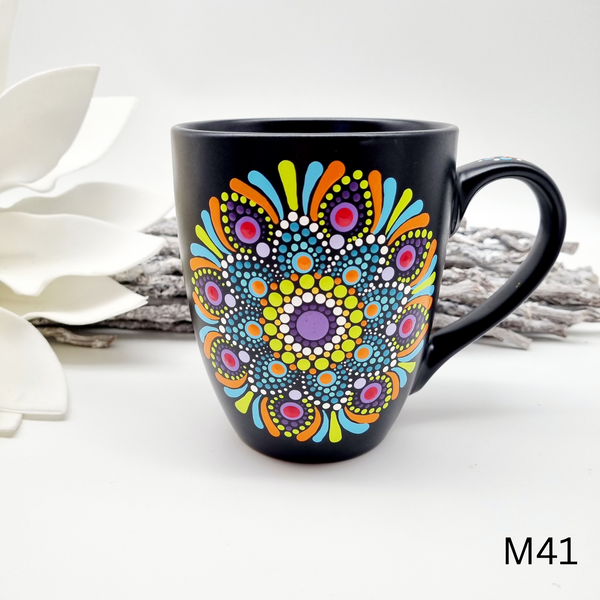 Mandala Porzellan-Tasse 340ml handbemalt - mehrere Varianten