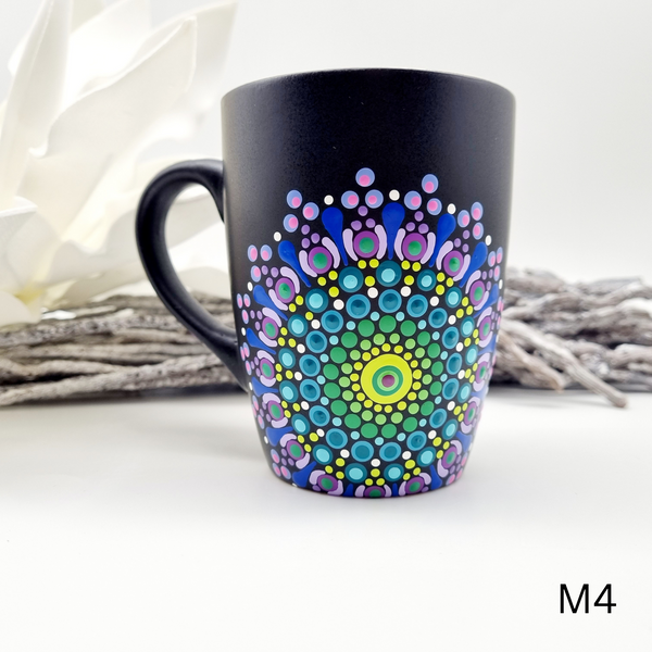 Mandala Porzellan-Tasse 340ml handbemalt - mehrere Varianten