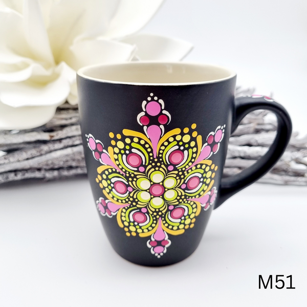 Mandala Porzellan-Tasse 340ml handbemalt - mehrere Varianten