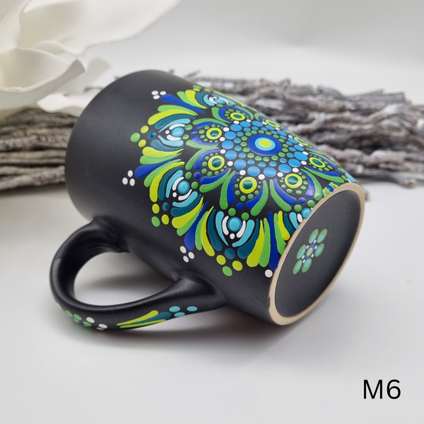 Mandala Porzellan-Tasse 340ml handbemalt - mehrere Varianten